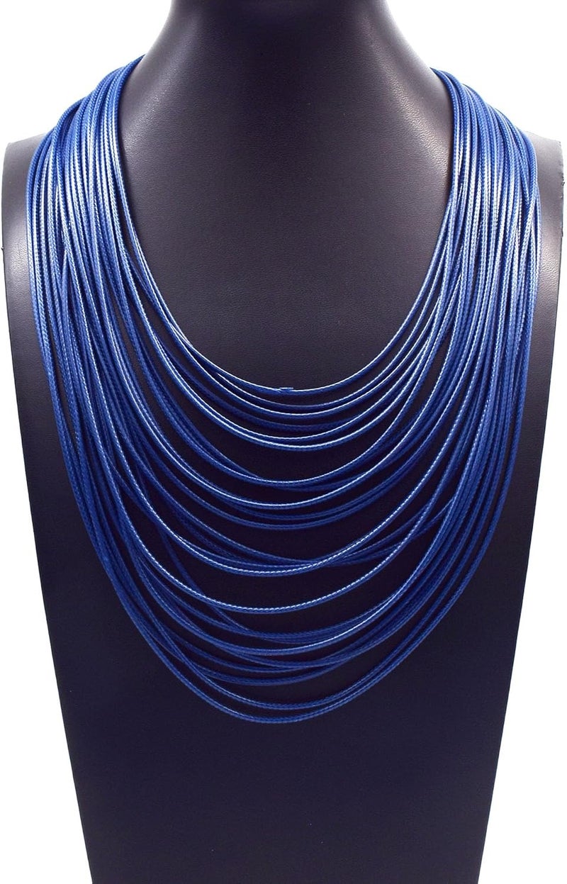MJULY Women Multi Layer Chunky Bib Necklace Magnetic Clasp Wax Line Choker Statement Jewelry - Image 2